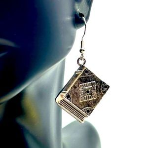 Handmade Sterling Silver Witch Spell Book Earrings!